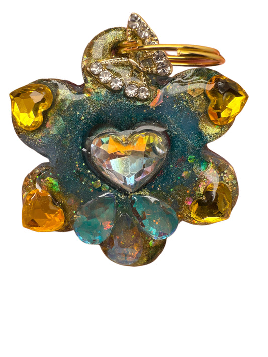 Skull Flower Jewel Pendant Reversible Skull/Heart - Jewel tag for dogs