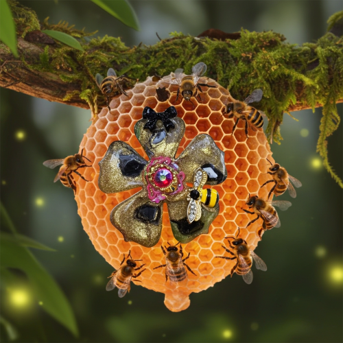 save the bees jewel dog pet tag