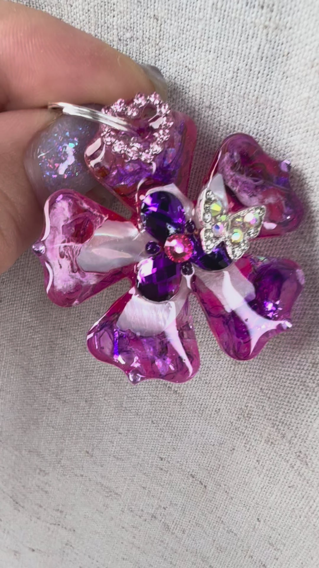 Gorgeous flower dog tag with bling