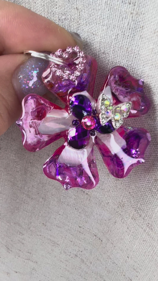 Gorgeous flower dog tag with bling