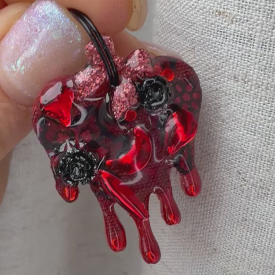 jewel tag for dogs with black lace and roses