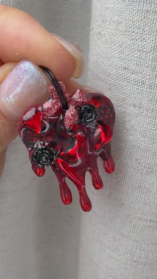 jewel tag for dogs with black lace and roses