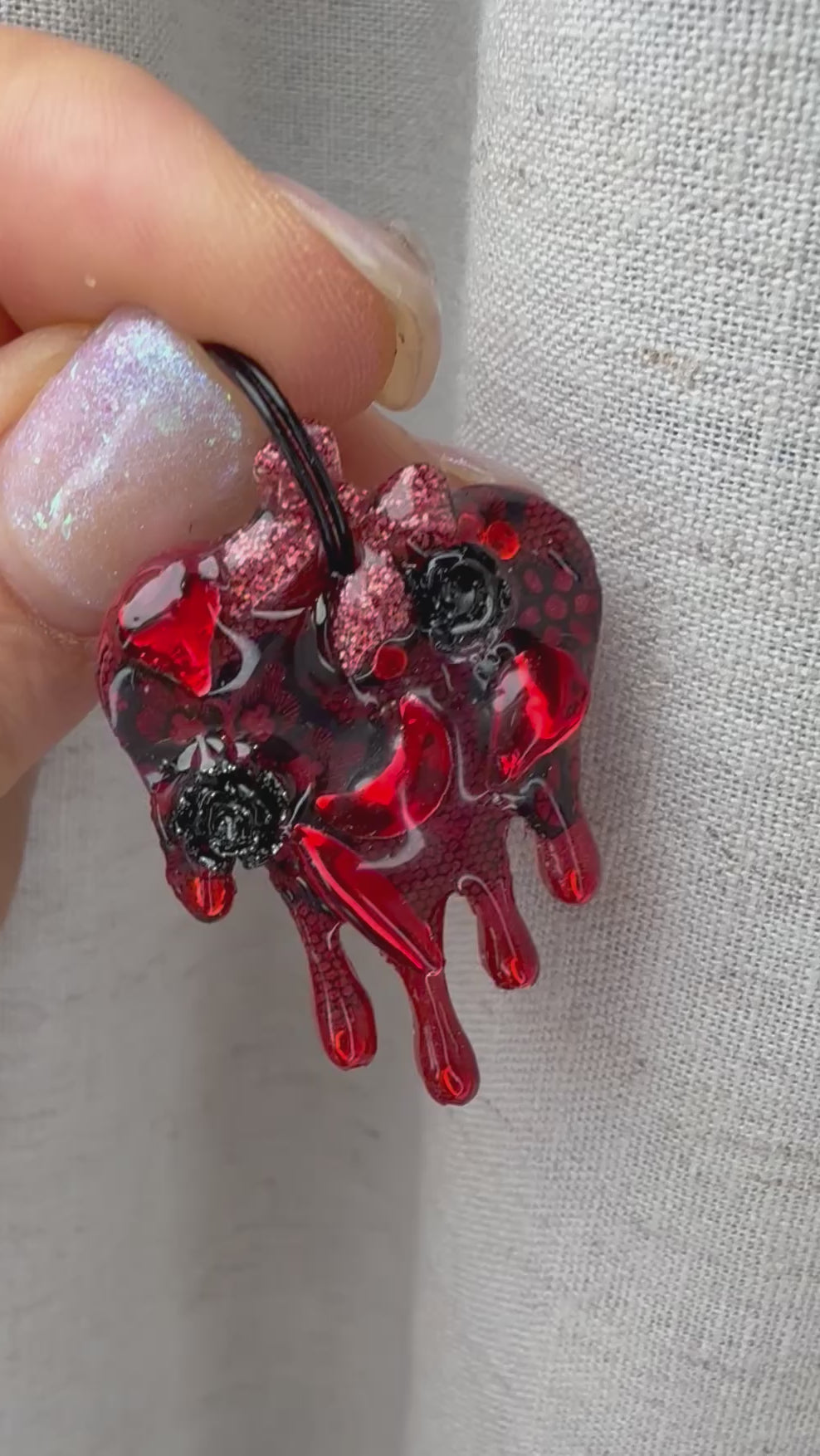 jewel tag for dogs with black lace and roses