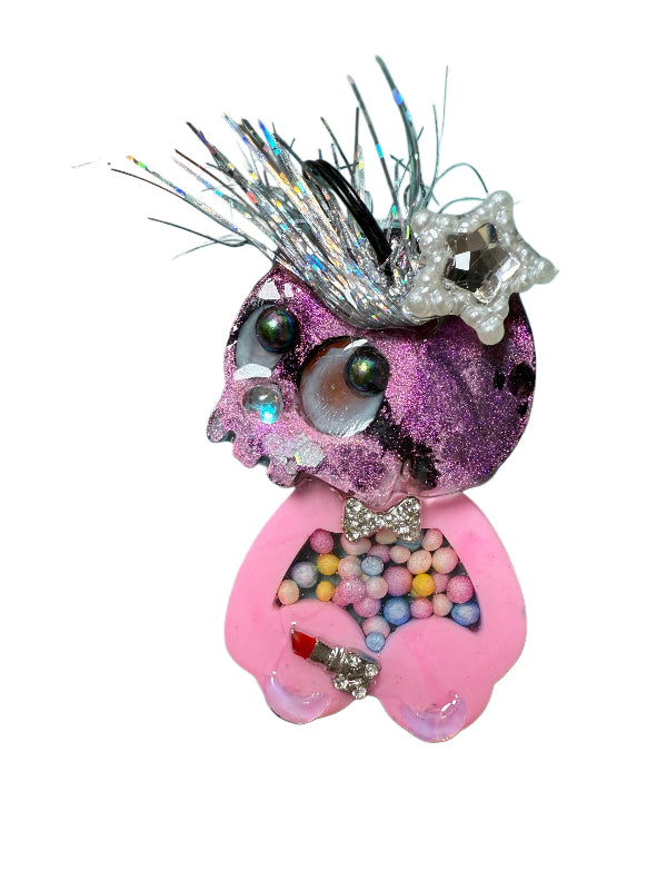 dog tag skull shape glitter 