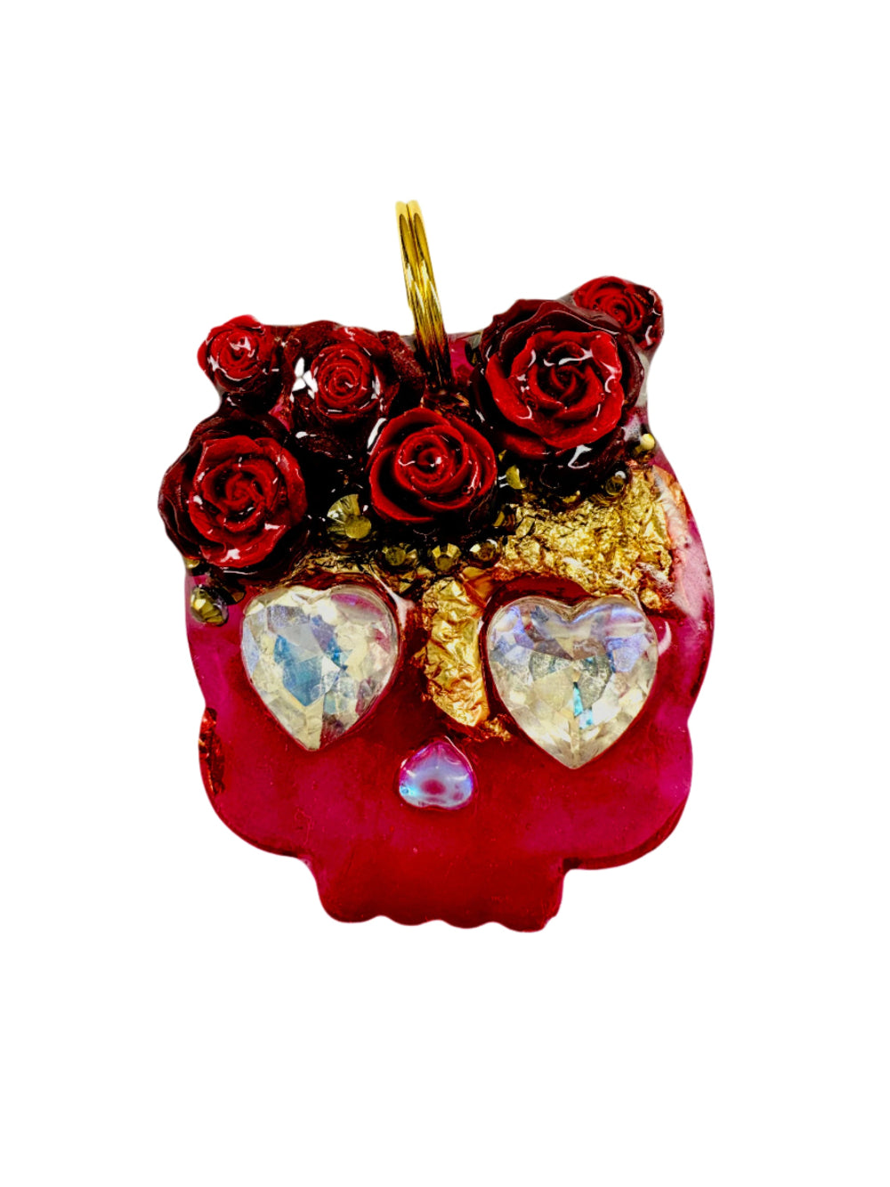 skull with roses dog collar tag 
