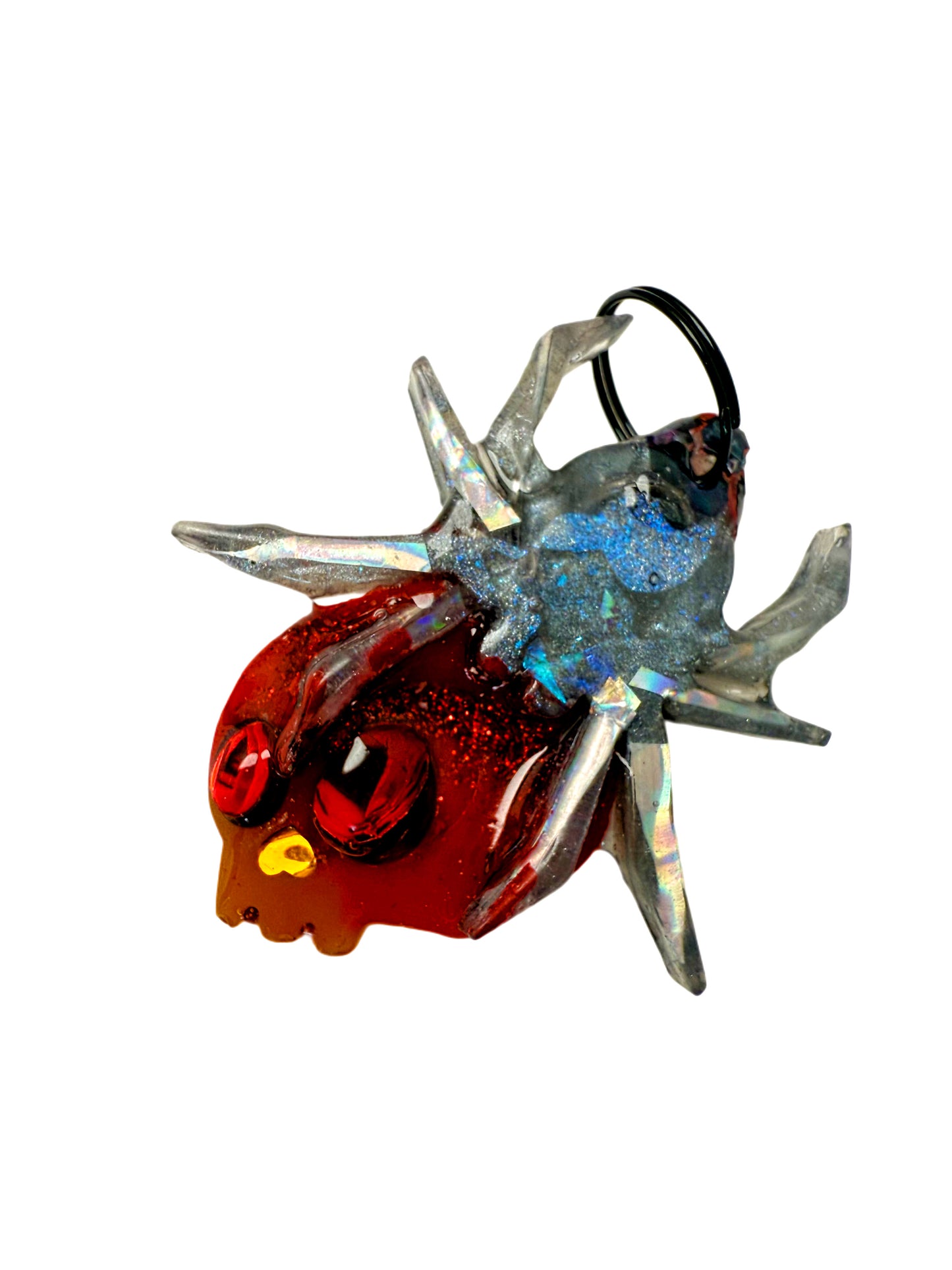 spider and skull dog ID tag holographic and glittery bling